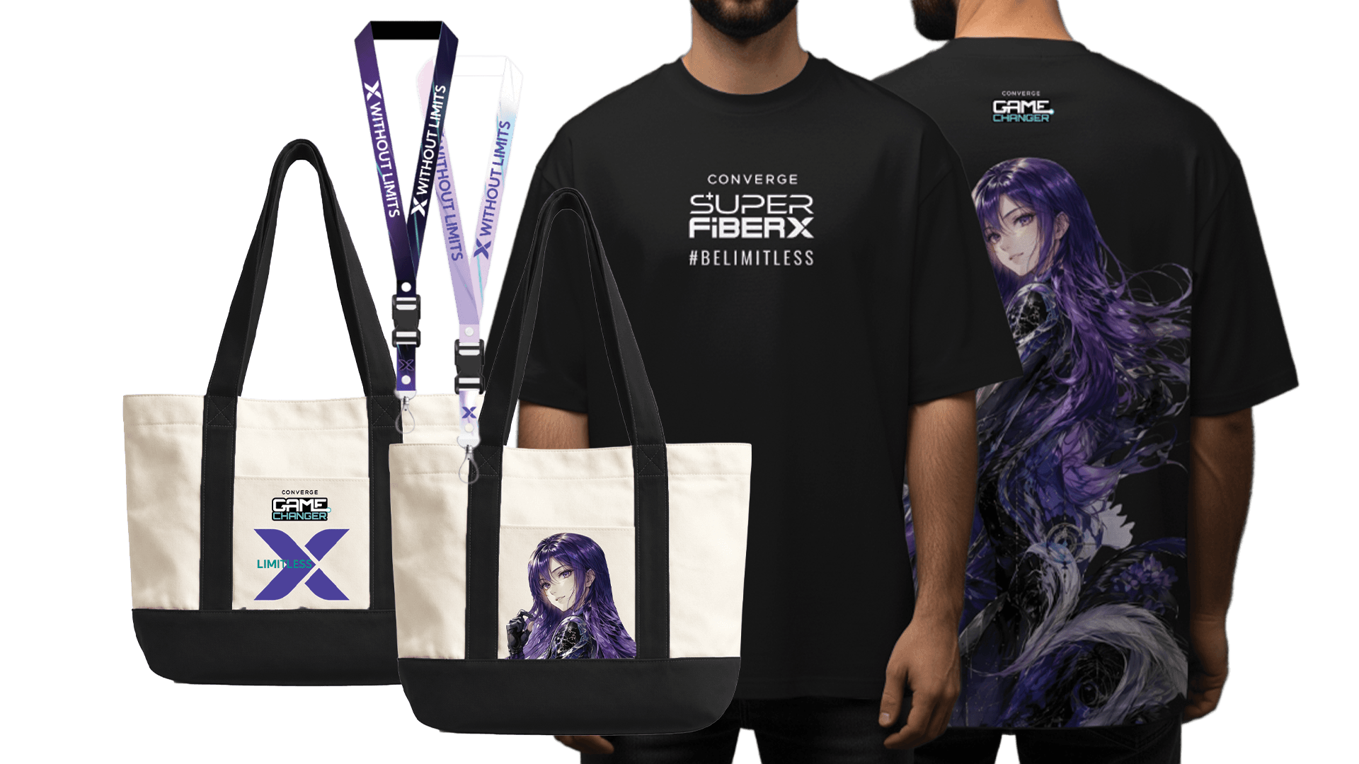 Limitless X student kit — X shirts, tote bags, and lanyards